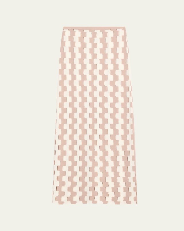 Marshall Abstract Pencil Merino Wool Maxi Skirt